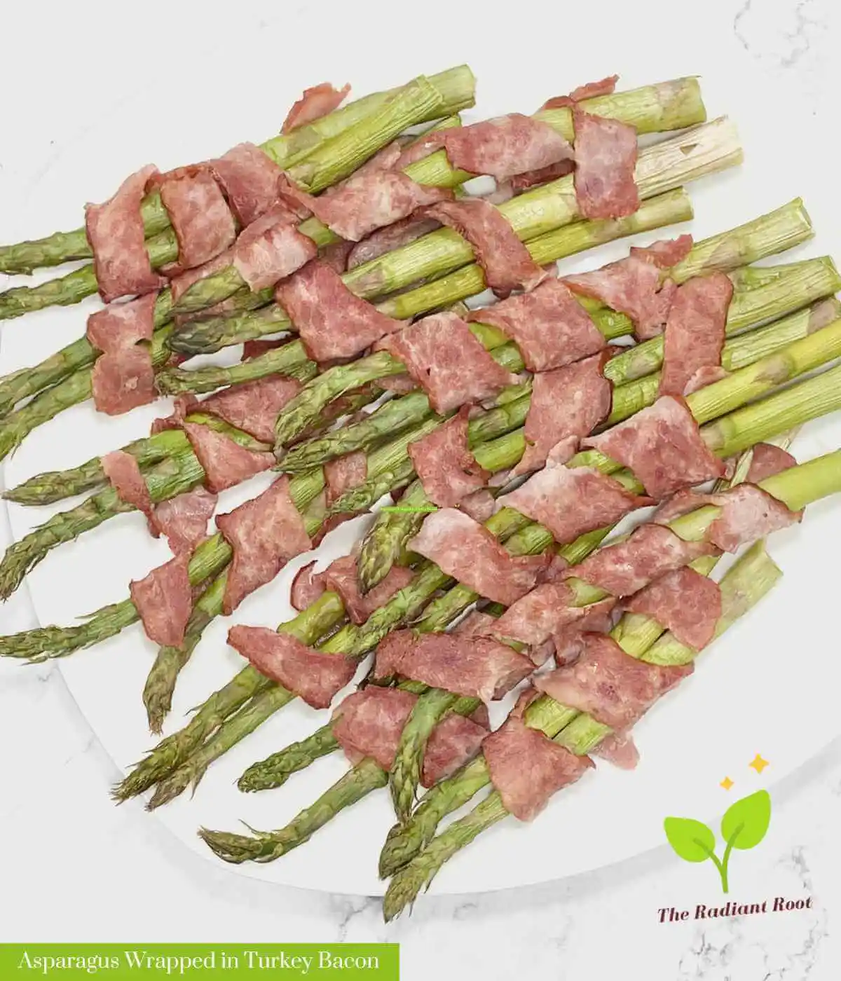 Roasted asparagus spears wrapped in turkey bacon | turkey bacon wrapped asparagus | The Radiant Root