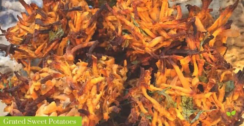 Grated Sweet Potatoes In a Glass Dish | The Radiant Root