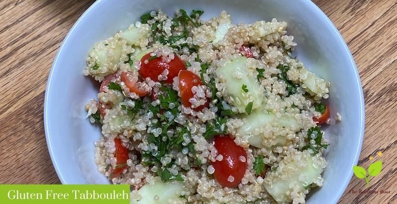 Gluten Free Tabbouleh in a glass bowl | The Radiant Root