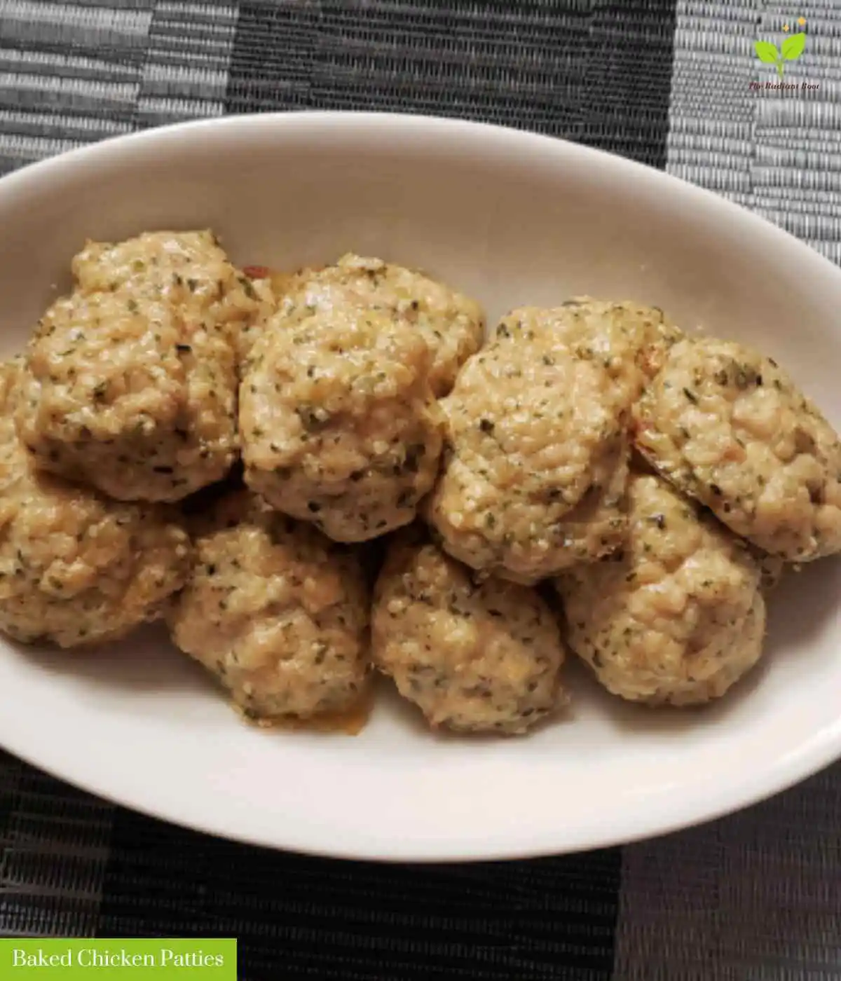 Hemp Hearts Recipes photo 2 of 10: Baked chicken patties in a white dish part of the hemp hearts recipes round-up. | hemp hearts nutrition | The Radiant Root